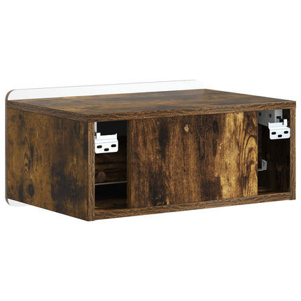 Väggmonterat Sängbord med låda 2 pcs Rökt ek 49 x 34,5 x 24 cm