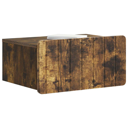 Väggmonterat Sängbord med låda 2 pcs Rökt ek 49 x 34,5 x 24 cm