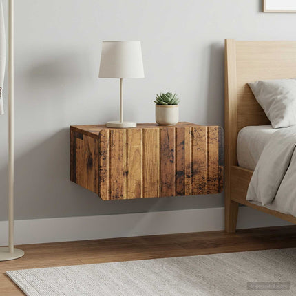 Väggmonterat Sängbord 2 st Gammalt trä 49 x 34,5 x 24 cm