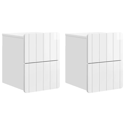Väggmonterat Sängbord 2 pcs Vit högglans 33 x 34,5 x 43 cm