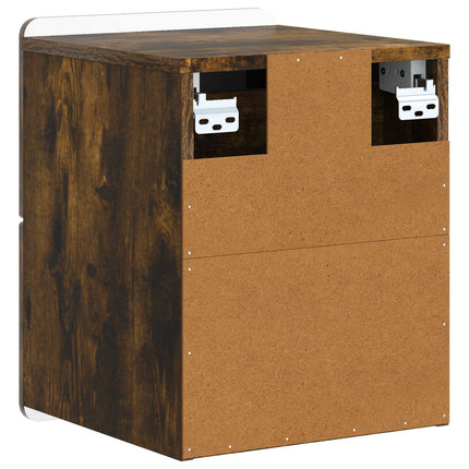 Väggmonterat Sängbord med låda 2 pcs Rökt ek 33 x 34,5 x 43 cm