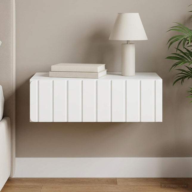 Väggmonterad sidobord Vit 59 x 34,5 x 17 cm Konstruerat trä