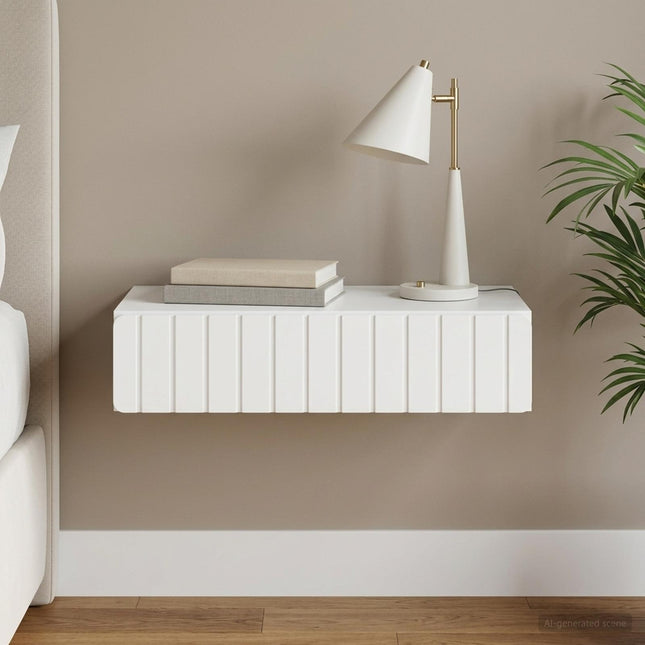 Väggmonterad sidobord Vit 87,5 x 34,5 x 17 cm Konstruerat trä