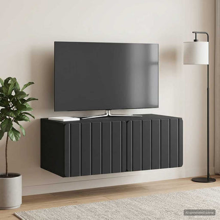 Väggmonterad TV-bänk 78,5 x 41 x 30 cm Svart Konstruerat trä