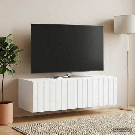Väggmonterad TV-bänk 98 x 41 x 30 cm Vit Konstruerat trä