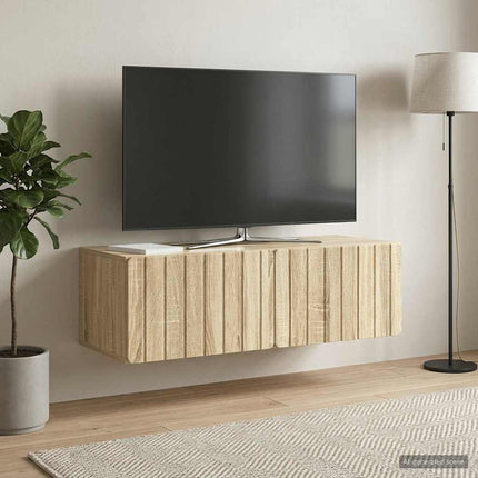 Väggmonterad TV-bänk 98 x 41 x 30 cm Sonoma-ek Konstruerat trä