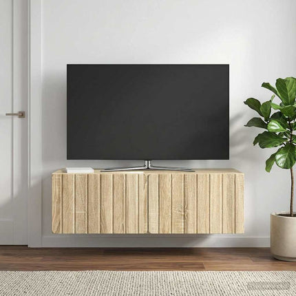 Väggmonterad TV-bänk 98 x 41 x 30 cm Sonoma-ek Konstruerat trä