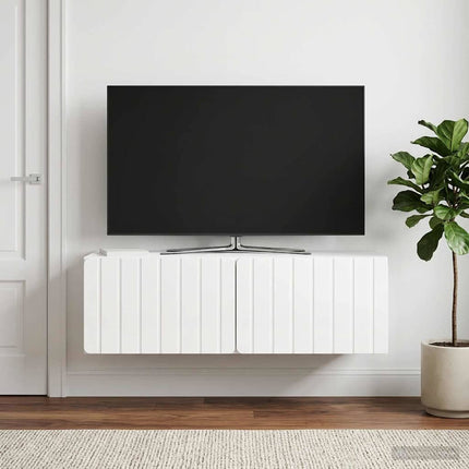 Väggmonterad TV-bänk 98 x 41 x 30 cm Vit högglans
