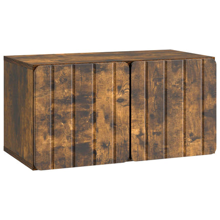 Väggmonterad TV-bänk 59,5 x 31 x 30 cm Rökt ek Konstruerat trä
