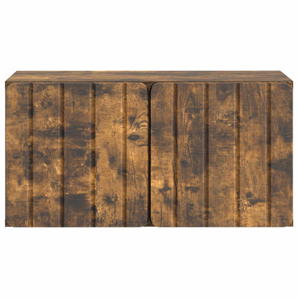 Väggmonterad TV-bänk 59,5 x 31 x 30 cm Rökt ek Konstruerat trä