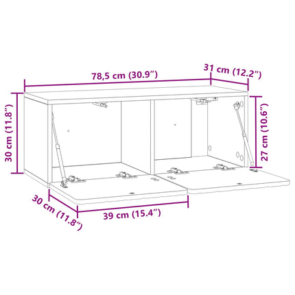 Väggmonterad TV-bänk Vit 78,5 x 31 x 30 cm Konstruerat trä