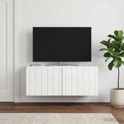 Väggmonterad TV-bänk 78,5 x 31 x 30 cm Vit högglans