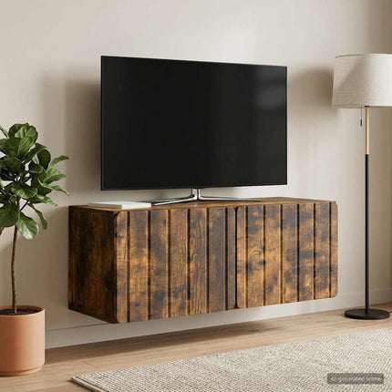Väggmonterad TV-bänk 78,5 x 31 x 30 cm Rökt ek Konstruerat trä