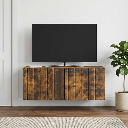 Väggmonterad TV-bänk 78,5 x 31 x 30 cm Rökt ek Konstruerat trä