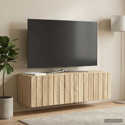Väggmonterad TV-bänk 98 x 31 x 30 cm Sonoma-ek Konstruerat trä