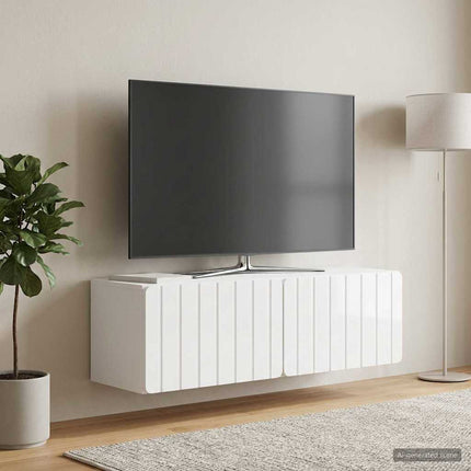 Väggmonterad TV-bänk 98 x 31 x 30 cm Vit högglans