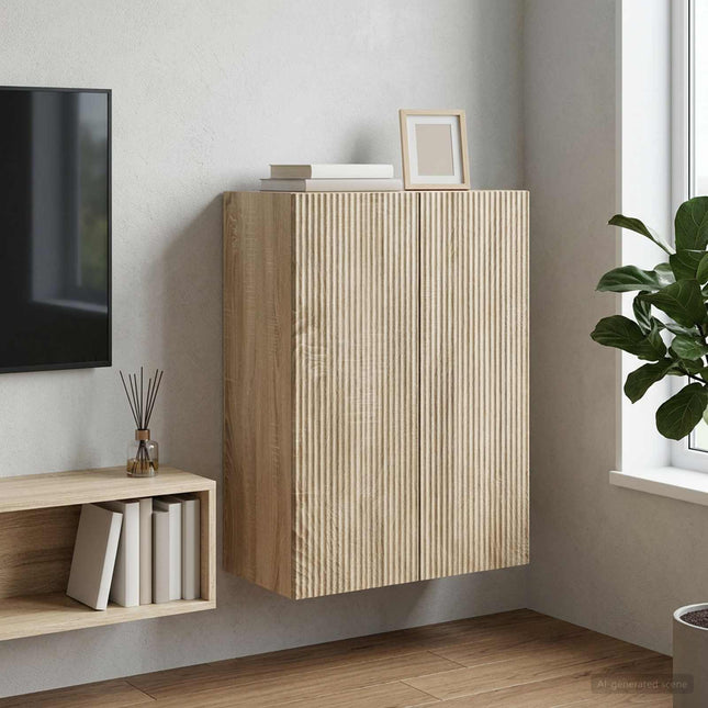 Väggmonterat skåp 66 x 34,5 x 90 cm Konstruerat trä Sonoma-ek