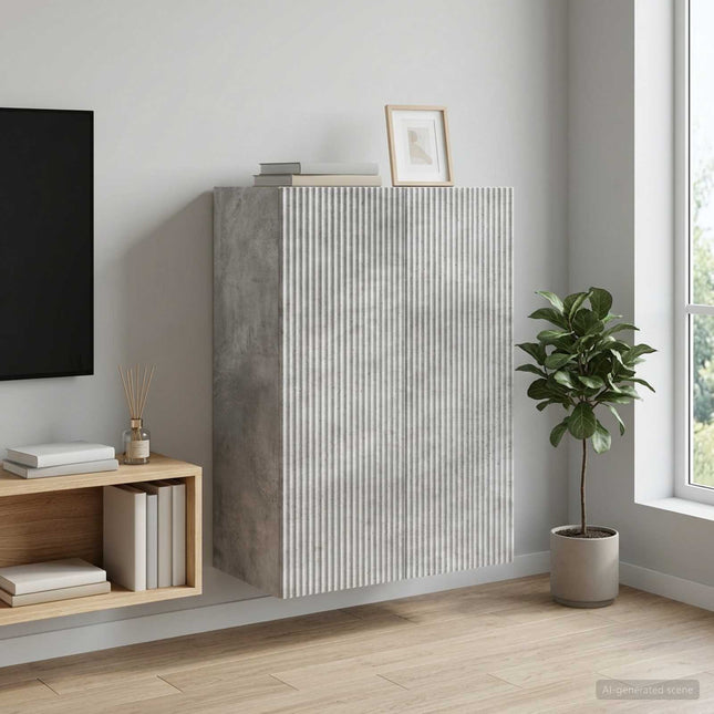 Väggmonterat skåp 66 x 34,5 x 90 cm Konstruerat trä Betonggrå