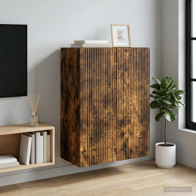 Väggmonterat skåp 66 x 34,5 x 90 cm Konstruerat trä Rökt ek