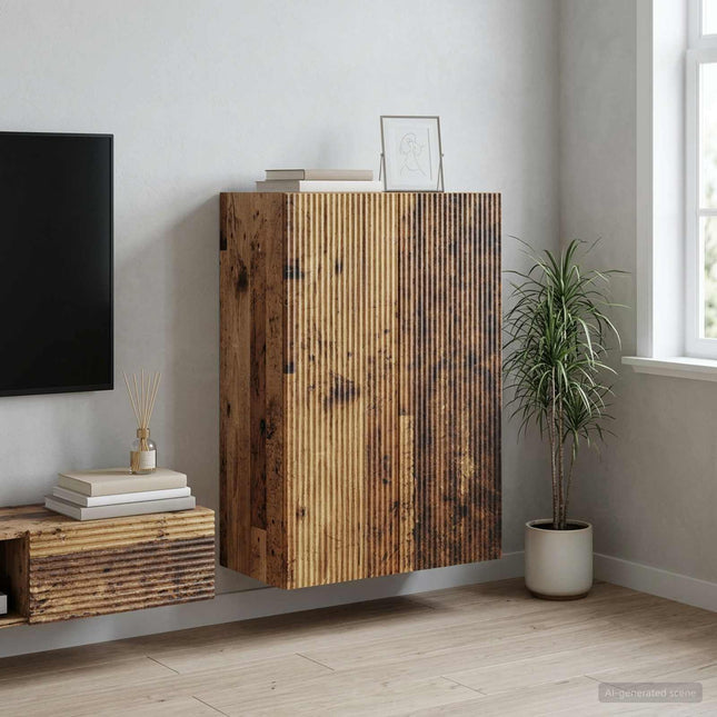 Väggmonterat skåp 66 x 34,5 x 90 cm Konstruerat trä Gammalt trä