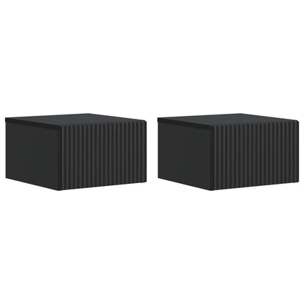 Väggmonterat Sängbord med låda 2 pcs Svart 33 x 34,5 x 20 cm