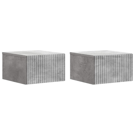 Väggmonterat Sängbord 2 pcs Betonggrå 33 x 34,5 x 20 cm