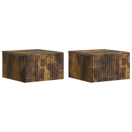 Väggmonterat Sängbord med låda 2 pcs Rökt ek 33 x 34,5 x 20 cm