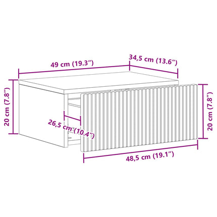Väggmonterat Sängbord med låda 2 pcs Vit 49 x 34,5 x 20 cm