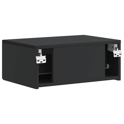 Väggmonterat Sängbord med låda 2 pcs Svart 49 x 34,5 x 20 cm