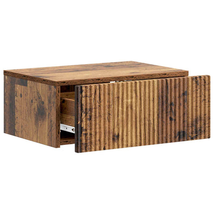 Väggmonterat Sängbord med låda Gammalt trä 49 x 34,5 x 20 cm