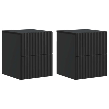 Väggmonterat Sängbord med låda 2 pcs Svart 33 x 34,5 x 40 cm