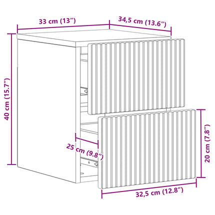 Väggmonterat Sängbord 2 pcs Vit högglans 33 x 34,5 x 40 cm