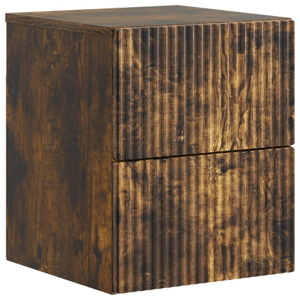 Väggmonterat Sängbord med låda 2 pcs Rökt ek 33 x 34,5 x 40 cm