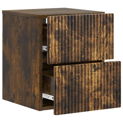 Väggmonterat Sängbord med låda 2 pcs Rökt ek 33 x 34,5 x 40 cm