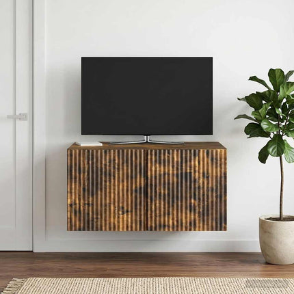 Väggmonterad TV-bänk Rökt ek 59,5 x 41 x 30 cm Konstruerat trä