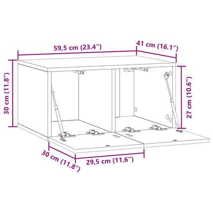 Väggmonterad TV-bänk Rökt ek 59,5 x 41 x 30 cm Konstruerat trä