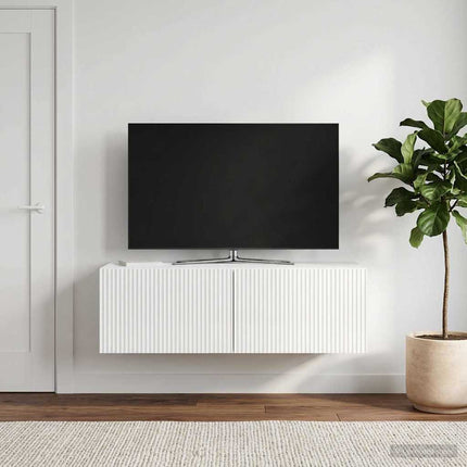 Väggmonterad TV-bänk Väggmonterad Vit högglans 98 x 41 x 30 cm