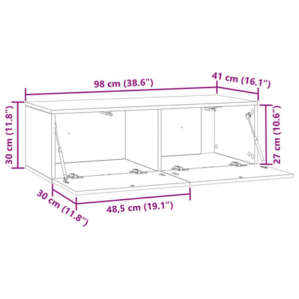 Väggmonterad TV-bänk Rökt ek 98 x 41 x 30 cm Konstruerat trä