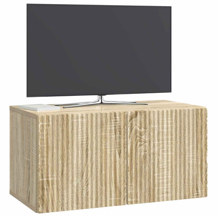 Väggmonterad TV-bänk Väggmonterad Sonoma-ek 59,5 x 31 x 30 cm