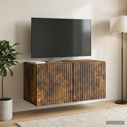 Väggmonterad TV-bänk Rökt ek 59,5 x 31 x 30 cm Konstruerat trä