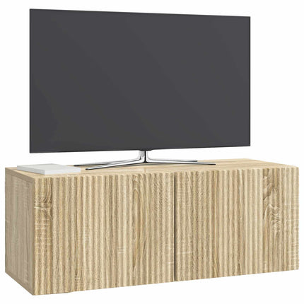 Väggmonterad TV-bänk Väggmonterad Sonoma-ek 78,5 x 31 x 30 cm