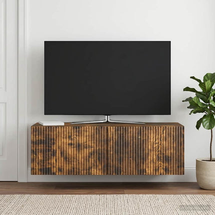 Väggmonterad TV-bänk Rökt ek 98 x 31 x 30 cm Konstruerat trä