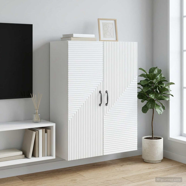 Väggmonterat skåp Vit 66 x 34,5 x 90 cm Konstruerat trä