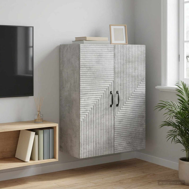 Väggmonterat skåp Betonggrå 66 x 34,5 x 90 cm Konstruerat trä
