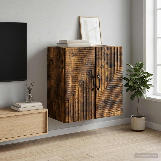 Väggmonterat skåp Rökt ek 59 x 31 x 60 cm Konstruerat trä