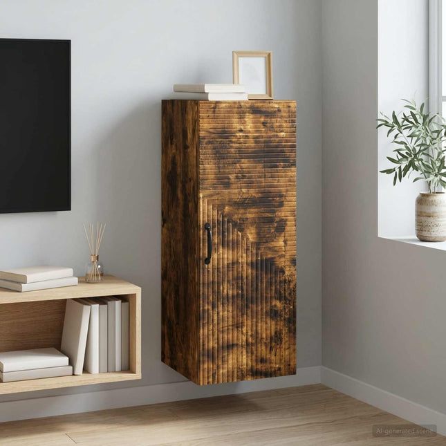 Väggmonterat skåp Rökt ek 33 x 34,5 x 90 cm Konstruerat trä