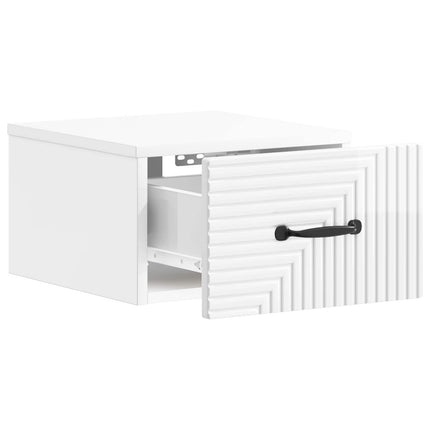 Väggmonterat Sängbord 2 pcs Vit högglans 34,5 x 33 x 20 cm