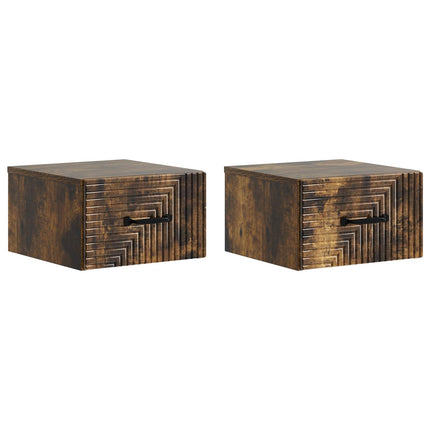 Väggmonterat Sängbord med låda 2 pcs Rökt ek 34,5 x 33 x 20 cm