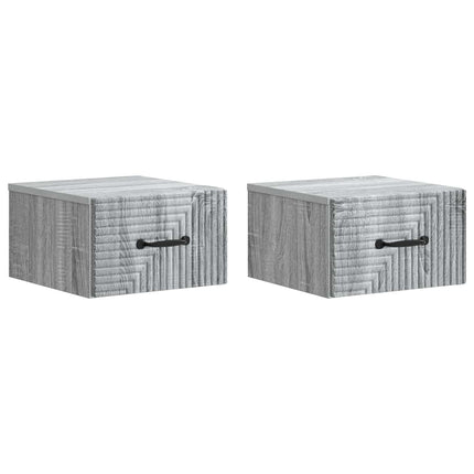 Väggmonterat Sängbord 2 pcs Grå sonoma-ek 34,5 x 33 x 20 cm