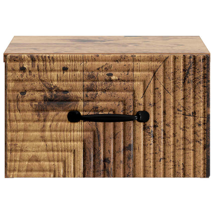 Väggmonterat Sängbord med låda Gammalt trä 34,5 x 33 x 20 cm
